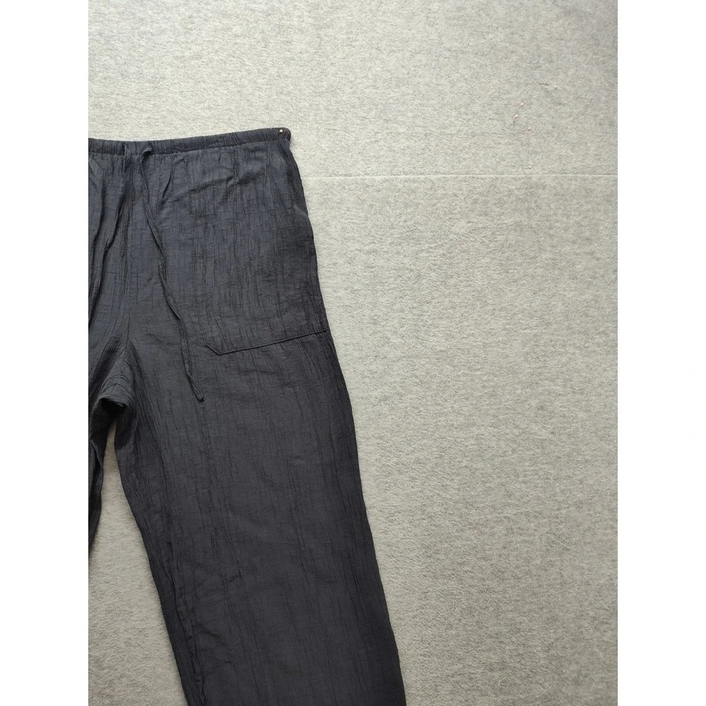 Zara Women Pants XS Dark Blue Drawstring Waist Pockets High Rise Comfort Casual